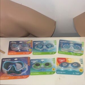 Speedo Kids and Junior Swim Goggles - Blue and Green Set